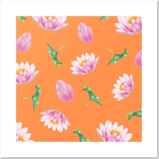 Hong Kong Lotus Light Orange - Yoga Calm Vibe Posters and Art